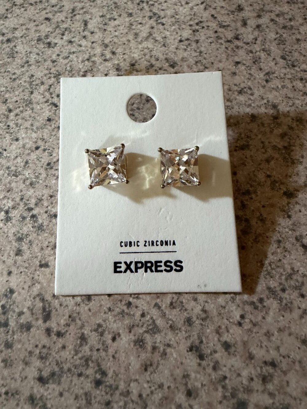 Express Cubic Zirconia Square Stud Earrings – New on Card
